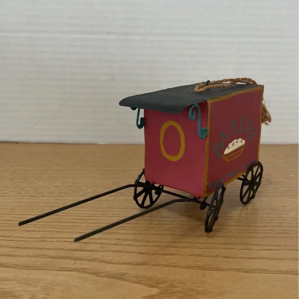 Vtg Amish Covered Wagon Christmas Ornament Hand-Painted Bakery Pleases People